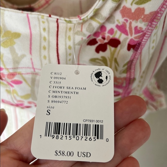 NWT free people Melanie pink and green floral tank top - Picture 7 of 10